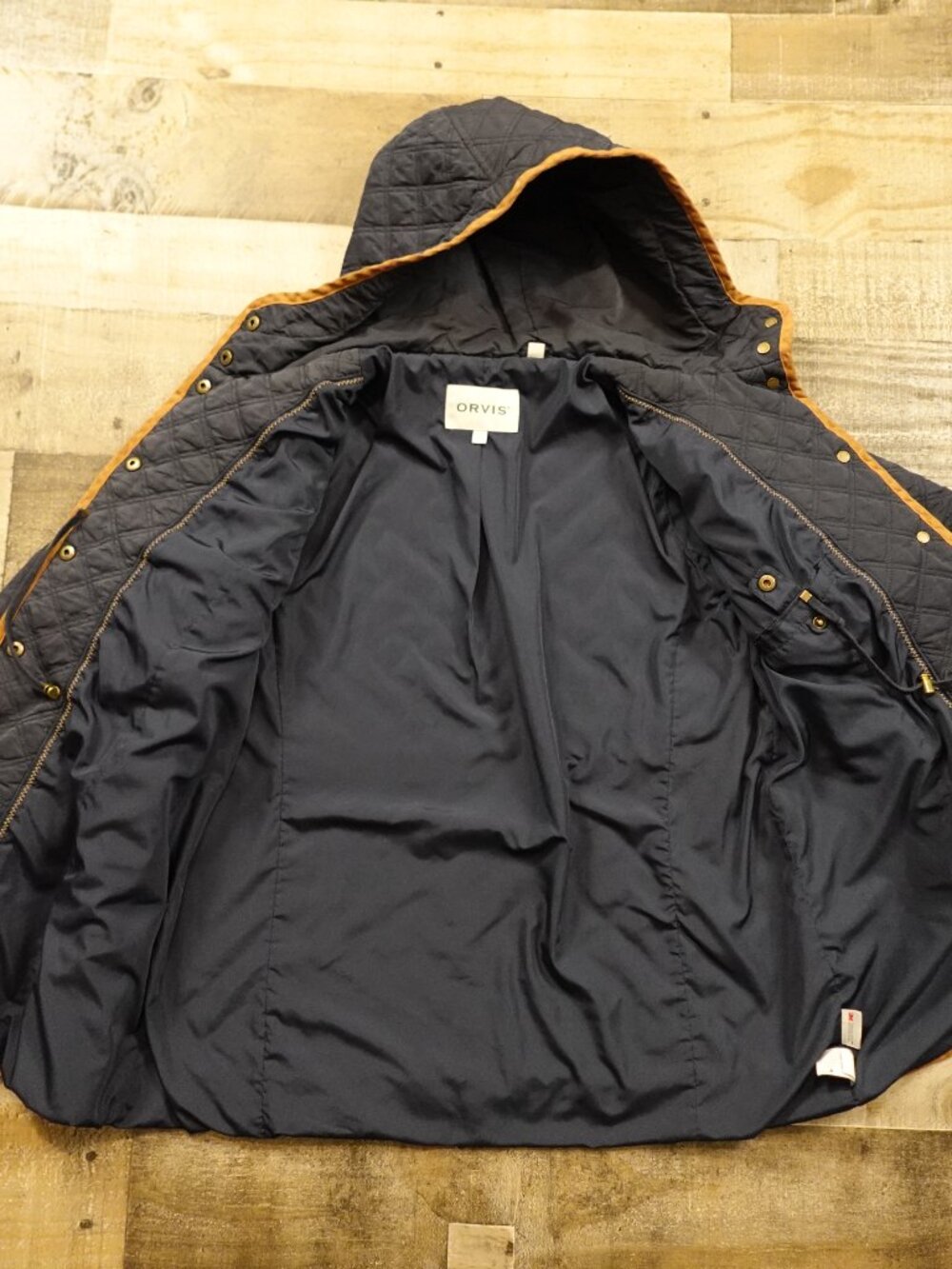 Orvis Quilted Hooded Jacket Women’s Large Navy Insulated Outdoor - Picture 10 of 13